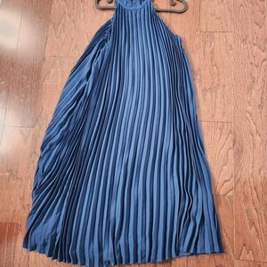 Express Navy Pleated Midi Dress XS